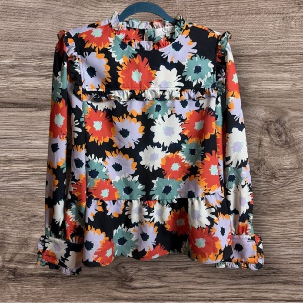 Crosby Mollie Burch Kirby floral blouse. Black. Small